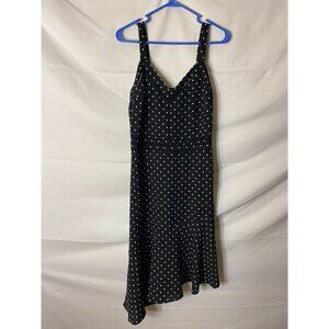 BAR III WOMENS SIZE 8 MEDIUM BLACK WHITE POLKA DOT FIT FLARE DRESS MIDI …